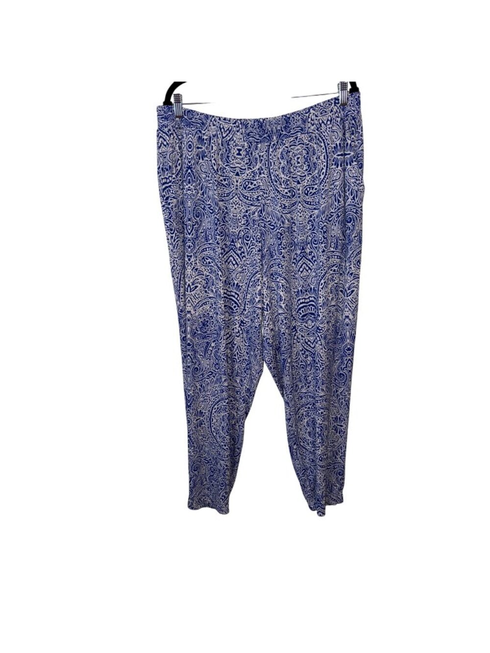 Cato Womens Blue & White Paisley Print Elastic Waist Pants Size 22/24